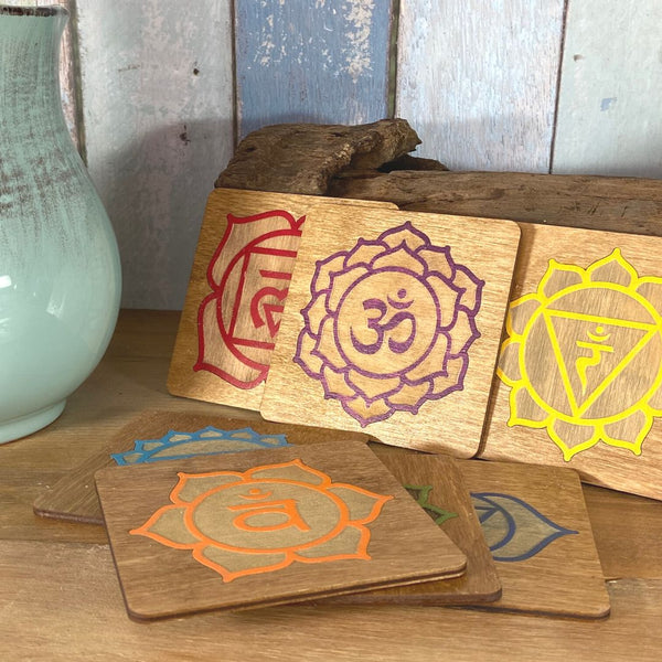 Chakra Wooden Coasters Set (natural)
